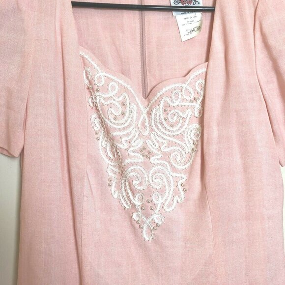 Lang Originals 10 Sheath Dress Queen Anne Beaded Embroidered Womens - Picture 9 of 9